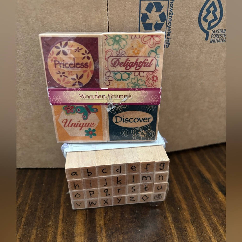 Colorful Wooden Stamp Set & Letters